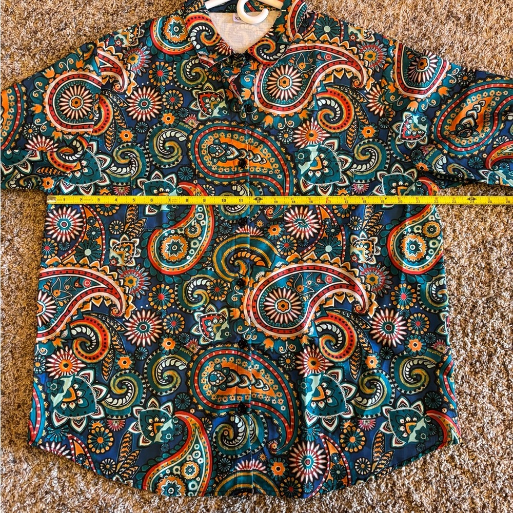 123. Amazon Women’s Paisley Bohemian LS Shirt Button-down Tunic, Size XXL - Picture 6 of 9